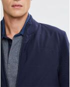 Bombers en Cachemire mélangé bimatière Nylon Tricot bleu marine