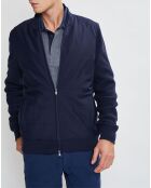 Bombers en Cachemire mélangé bimatière Nylon Tricot bleu marine