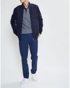 Bombers en Cachemire mélangé bimatière Nylon Tricot bleu marine