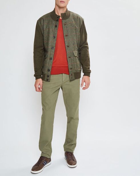Blouson en Tweed à carreaux kaki