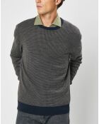Pull 100% Laine imprimé pied-de-poule marron/bleu marine