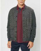 Blouson 100% Laine Tricot imprimé pied-de-poule gris/marron