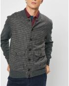 Blouson 100% Laine Tricot imprimé pied-de-poule gris/marron