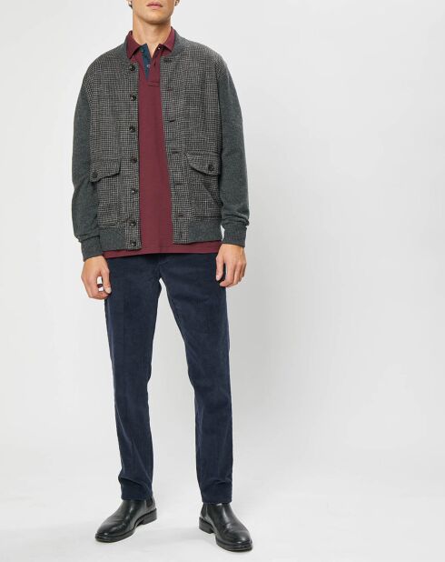 Blouson 100% Laine Tricot imprimé pied-de-poule gris/marron
