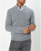 Pull 100% Laine d'Agneau col V gris clair
