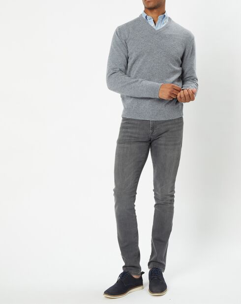 Pull 100% Laine d'Agneau col V gris clair