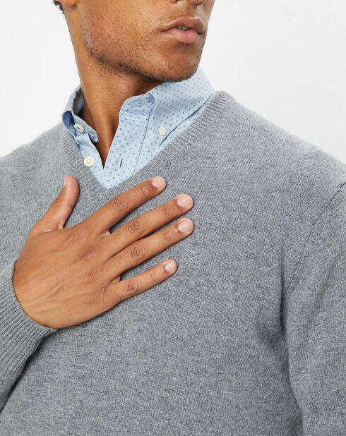 Pull 100% Laine d'Agneau col V gris clair