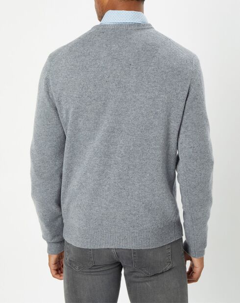 Pull 100% Laine d'Agneau col V gris clair