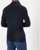 Pull en Coton & Cachemire 1/2 zip Cah Rib bleu marine