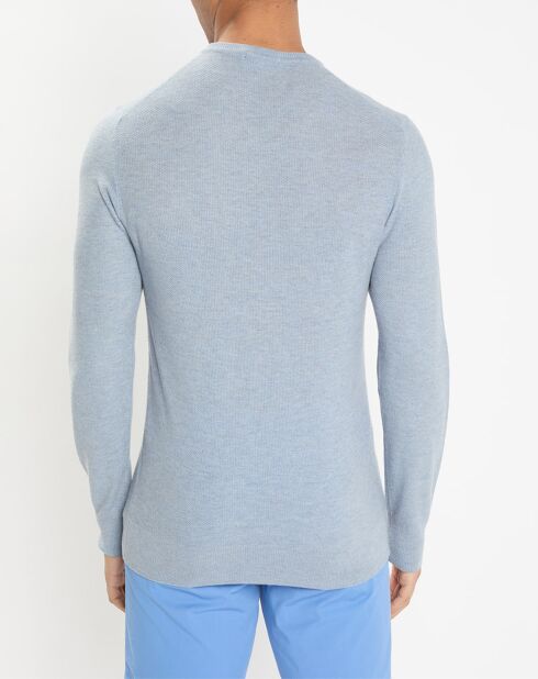 Pull en Laine, Soie & Cachemire col rond texturé bleu clair