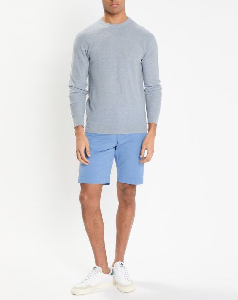Pull en Laine, Soie & Cachemire col rond texturé bleu clair