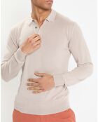 Pull polo en Laine & Soie beige