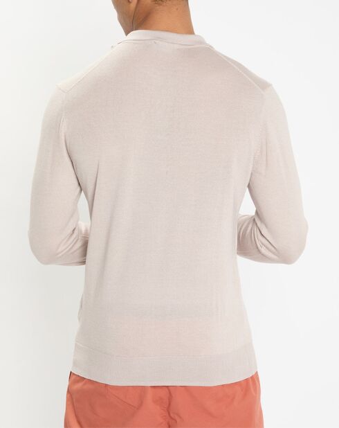 Pull polo en Laine & Soie beige