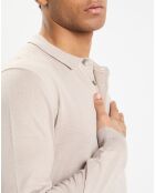 Pull polo en Laine & Soie beige