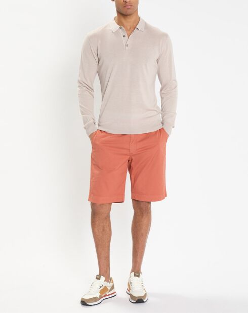 Pull polo en Laine & Soie beige