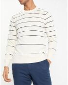Pull col rond Marinière blanc/bleu