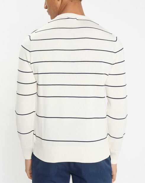 Pull col rond Marinière blanc/bleu