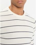 Pull col rond Marinière blanc/bleu