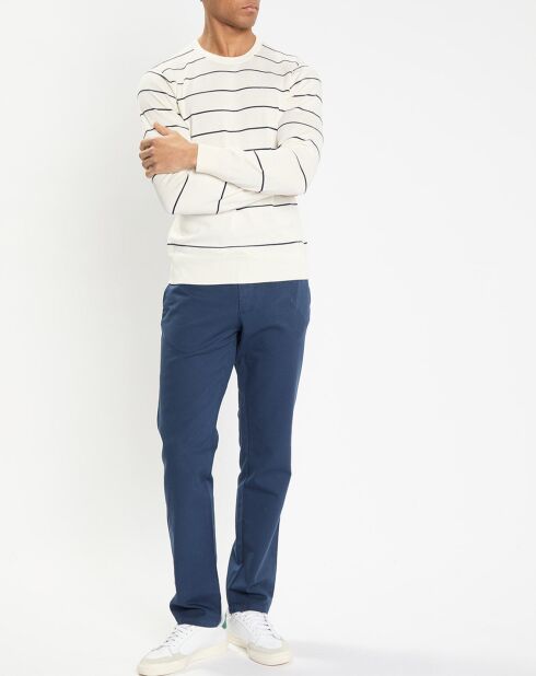Pull col rond Marinière blanc/bleu