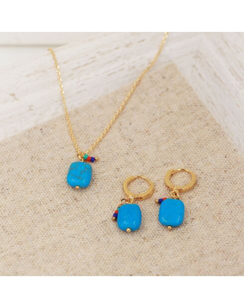 Collier Oya en Laiton doré & Turquoise