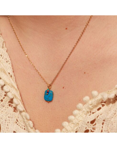 Collier Oya en Laiton doré & Turquoise