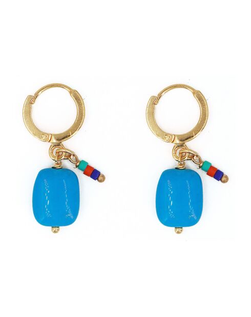 Boucles d'Oreilles Oya en Laiton doré & Turquoise