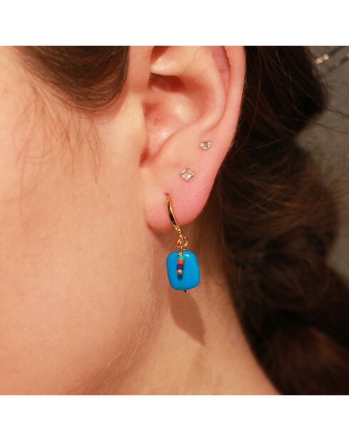 Boucles d'Oreilles Oya en Laiton doré & Turquoise