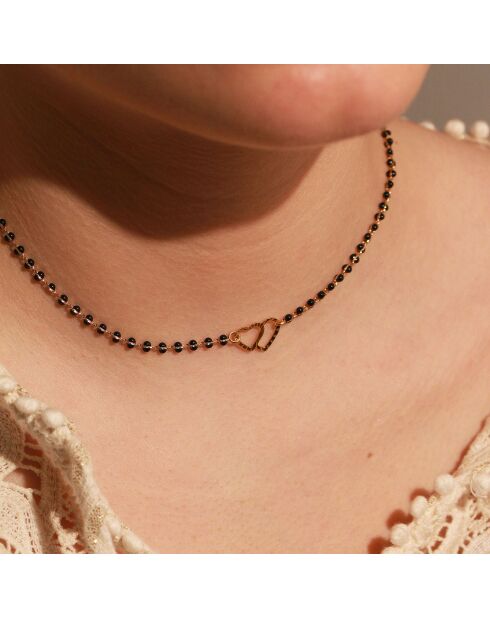 Collier Double Heart en Laiton doré