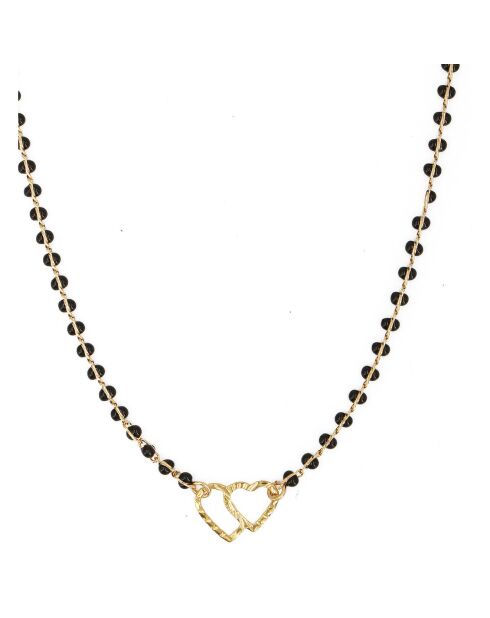 Collier Double Heart en Laiton doré