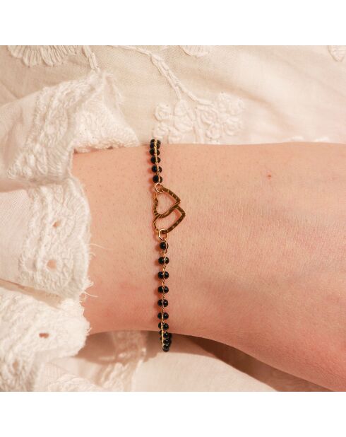 Bracelet Double Heart en Laiton doré