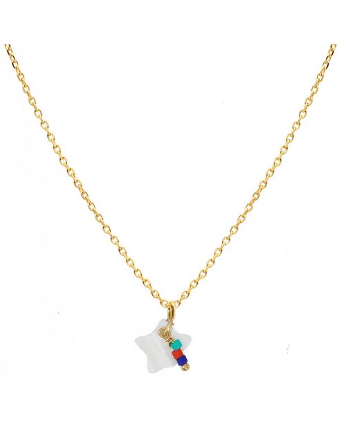 Collier Charms Etoile en Laiton doré & Nacre