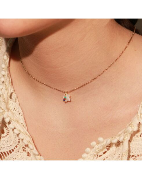 Collier Charms Etoile en Laiton doré & Nacre