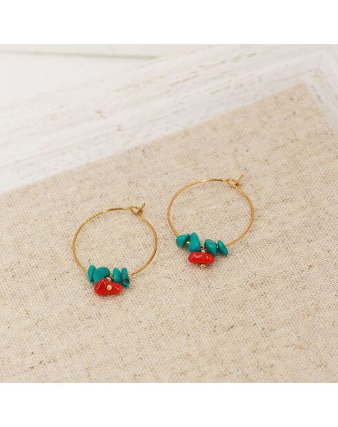 Boucles d'Oreilles Dorkie en Laiton doré & Turquoise