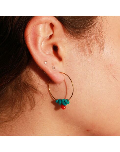 Boucles d'Oreilles Dorkie en Laiton doré & Turquoise
