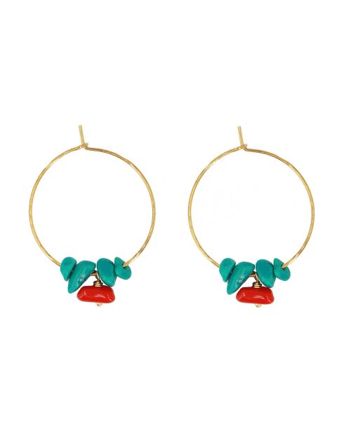 Boucles d'Oreilles Dorkie en Laiton doré & Turquoise