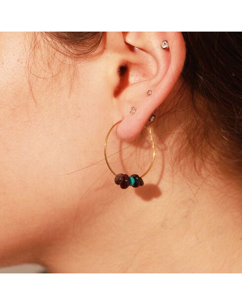 Boucles d'Oreilles Dorkie en Laiton doré & Grenat