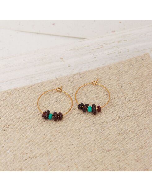 Boucles d'Oreilles Dorkie en Laiton doré & Grenat