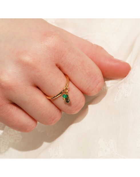 Bague Dona en Laiton doré & Agate Verte
