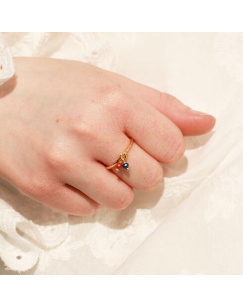 Bague Dona en Laiton doré & Lapis