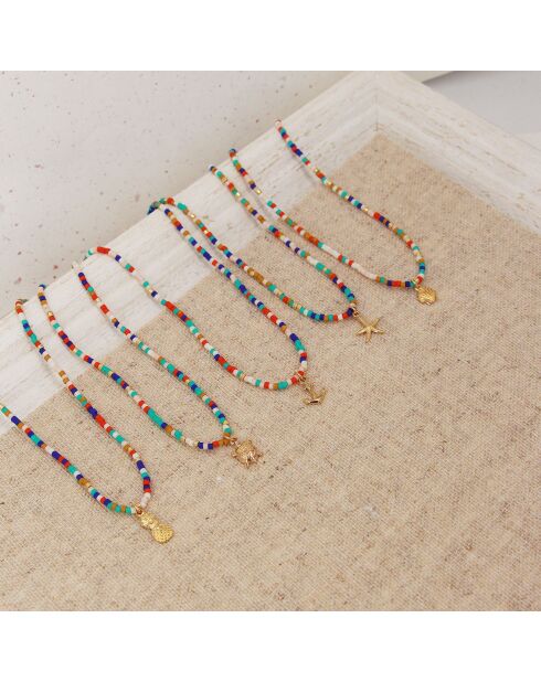 Collier Miyuki Summer Ananas en Laiton doré