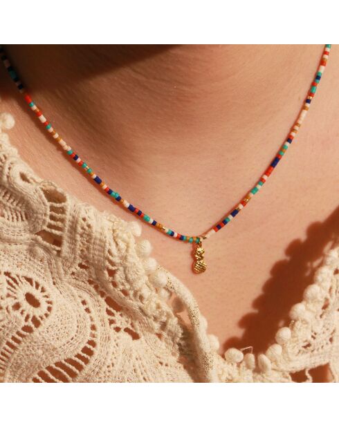 Collier Miyuki Summer Ananas en Laiton doré