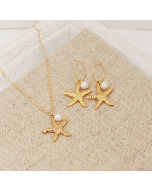 Collier Starfish en Laiton doré & Perle