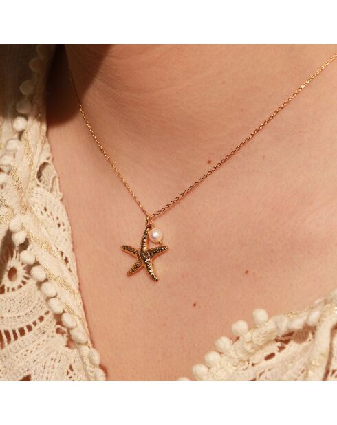 Collier Starfish en Laiton doré & Perle