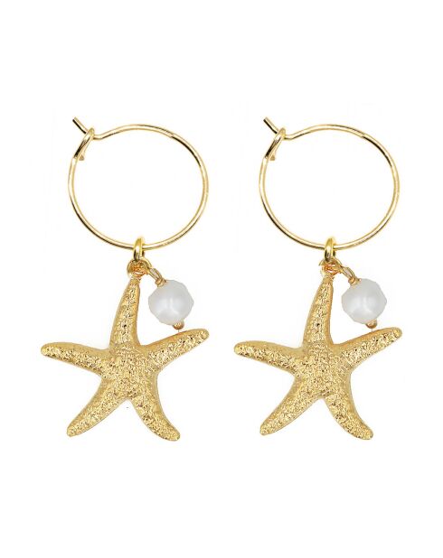 Boucles d'Oreilles Starfish en Laiton doré & Perle