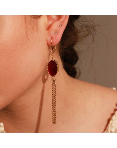 Boucles d'Oreilles Frida Pompom en Laiton doré