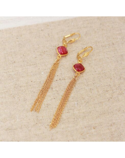 Boucles d'Oreilles en Laiton doré & Cornaline