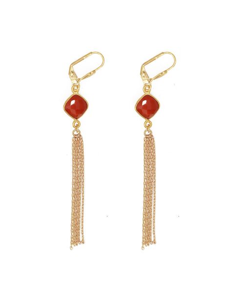 Boucles d'Oreilles en Laiton doré & Cornaline