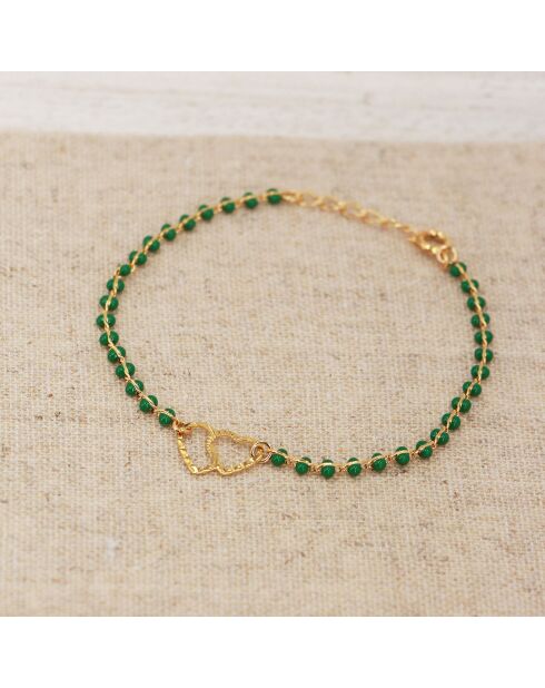 Bracelet Double Heart en Laiton doré