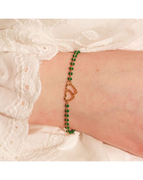 Bracelet Double Heart en Laiton doré