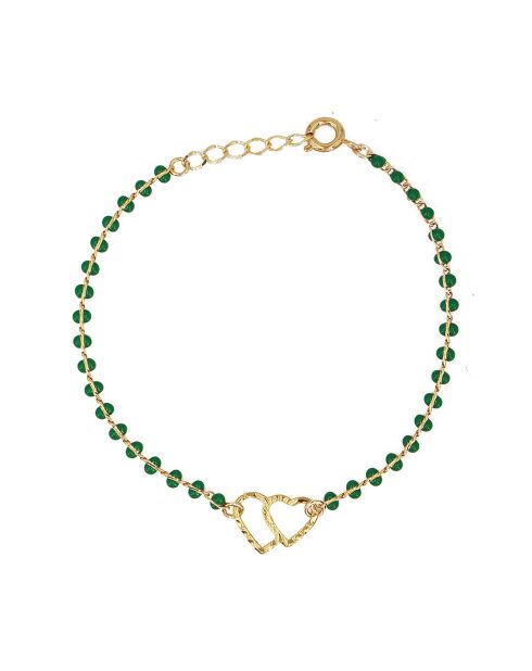 Bracelet Double Heart en Laiton doré